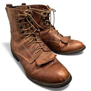 Ariat Heritage Lacer II Women’s Size 8 Brown Leather Western Boots Tassle Great